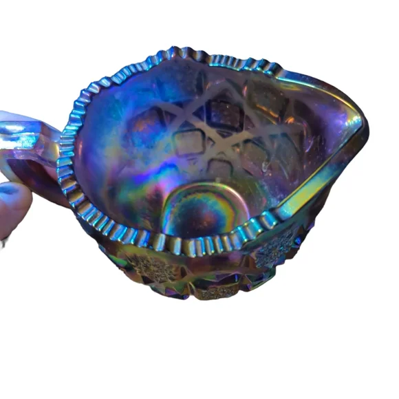 Vintage Westmoreland Glass Quilt Pattern Amethyst Creamer pitcher handle - Picture 7 of 7